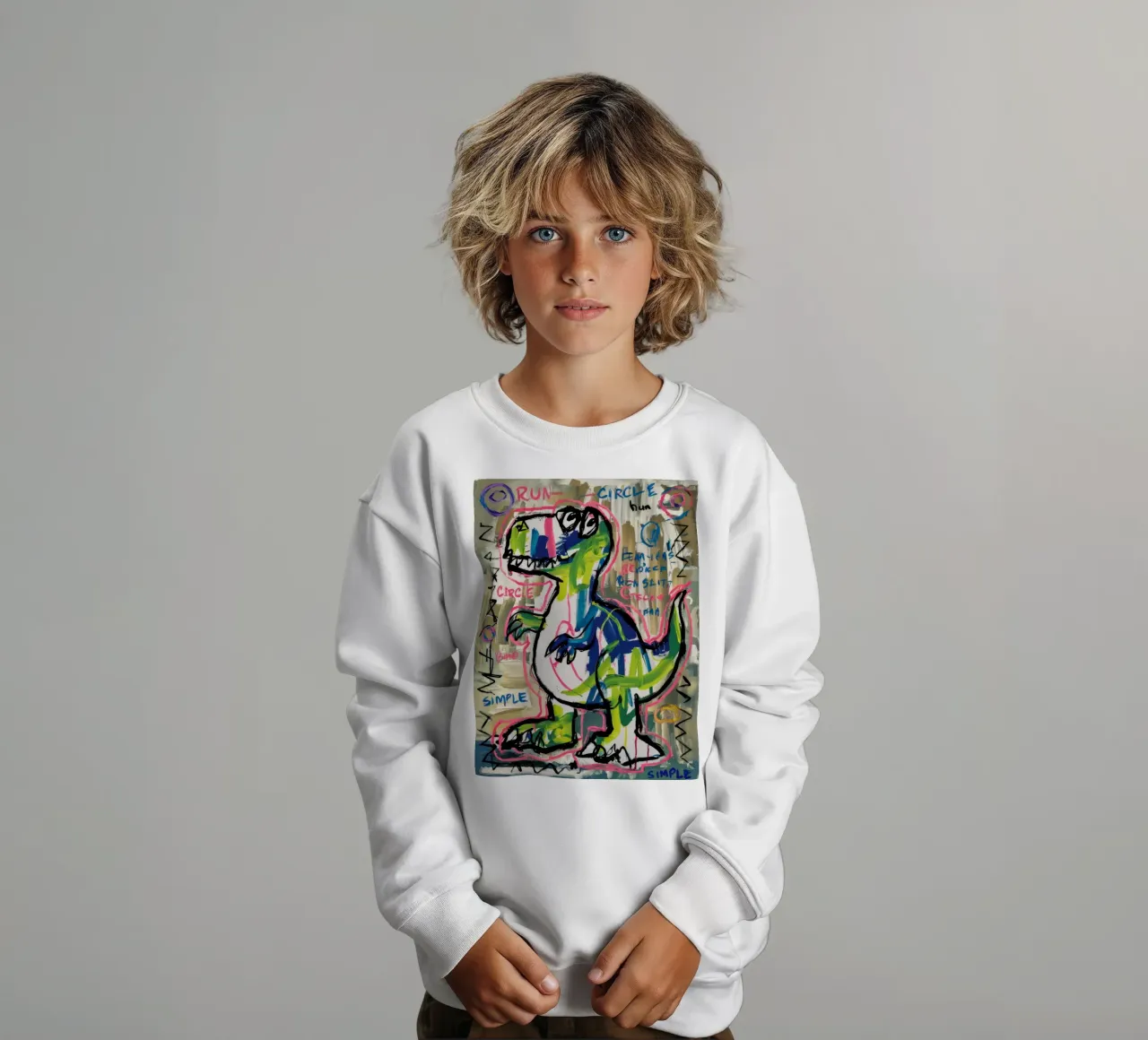 Simple Dino Sprint kids sweatshirt by Muse Fragments