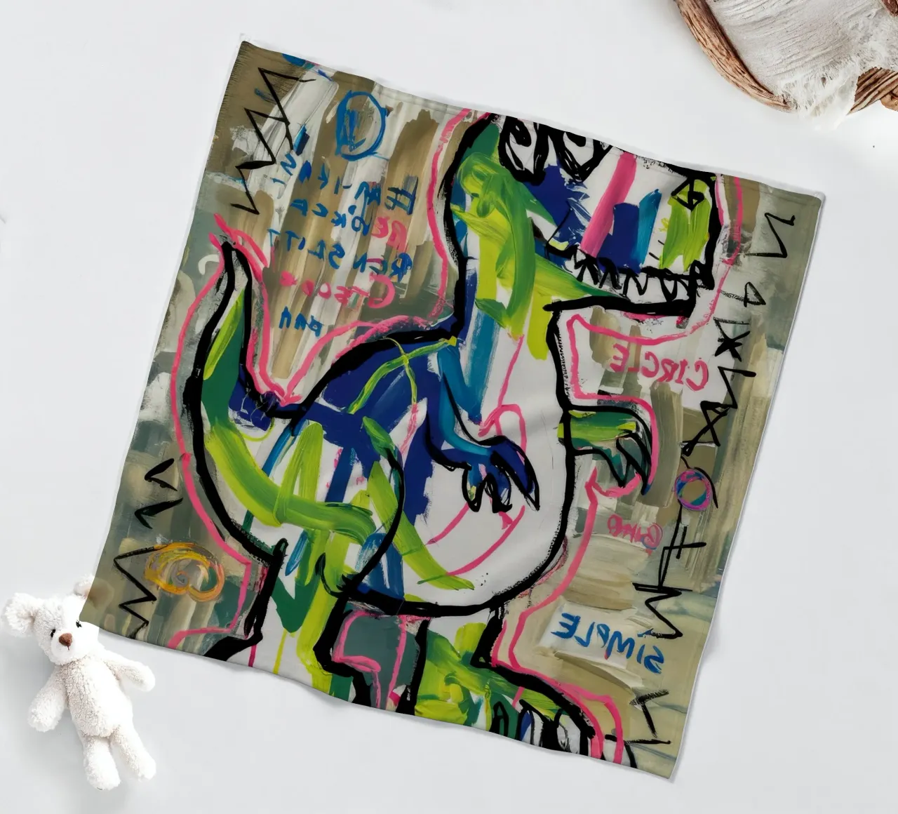 Simple Dino Sprint fleece blanket by Muse Fragments