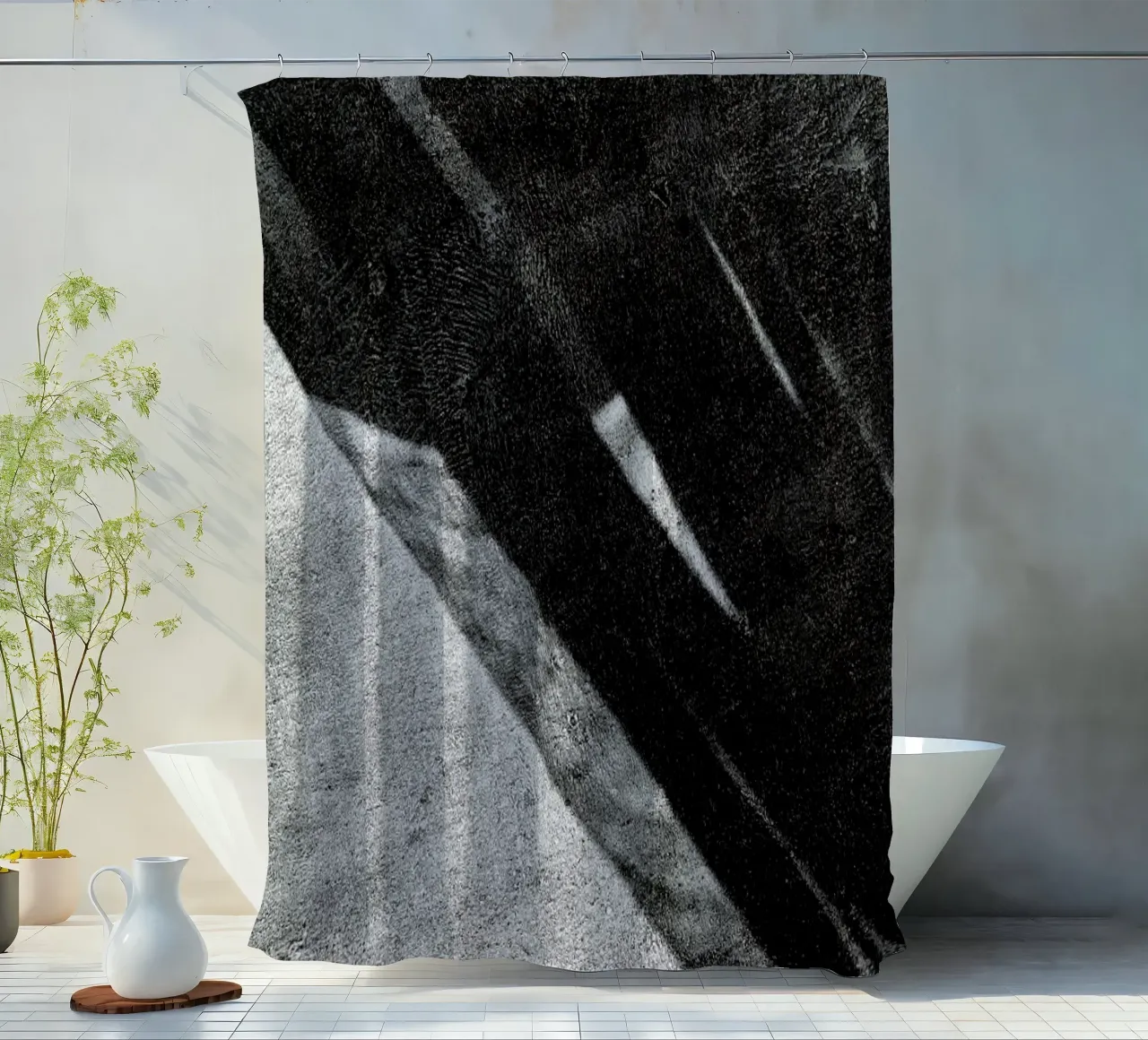 Abstract – Black And White Surface shower curtain by Sebastian Hilgetag