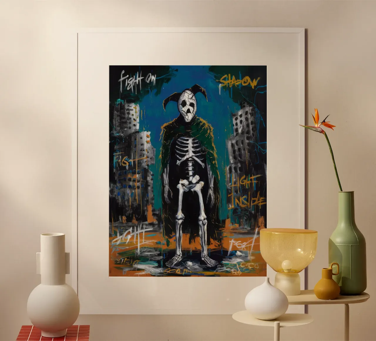 Lotta all'ombra poster con telaio in plastica da Muse Fragments