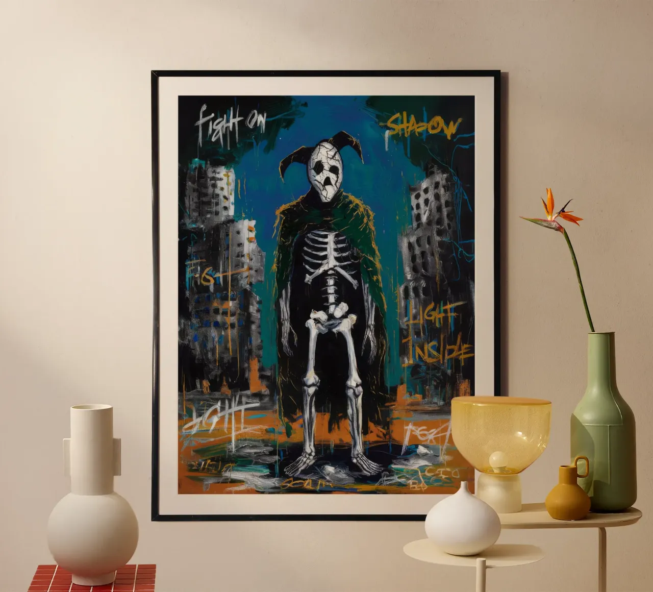 Lotta all'ombra poster con telaio in plastica da Muse Fragments