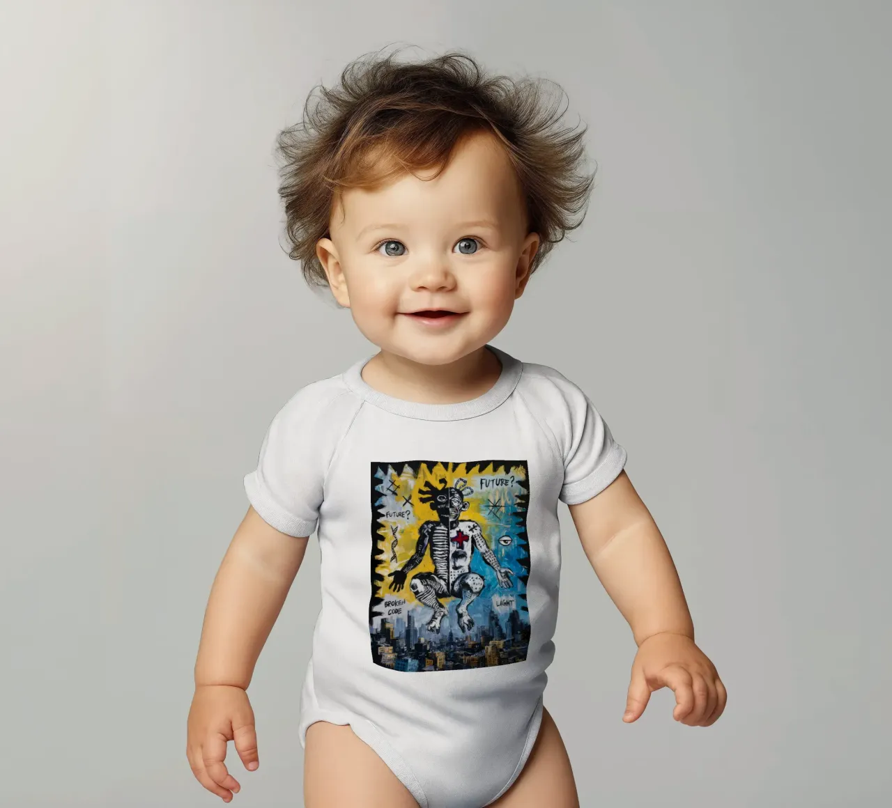 Light Broken Future short-sleeve baby romper by Muse Fragments