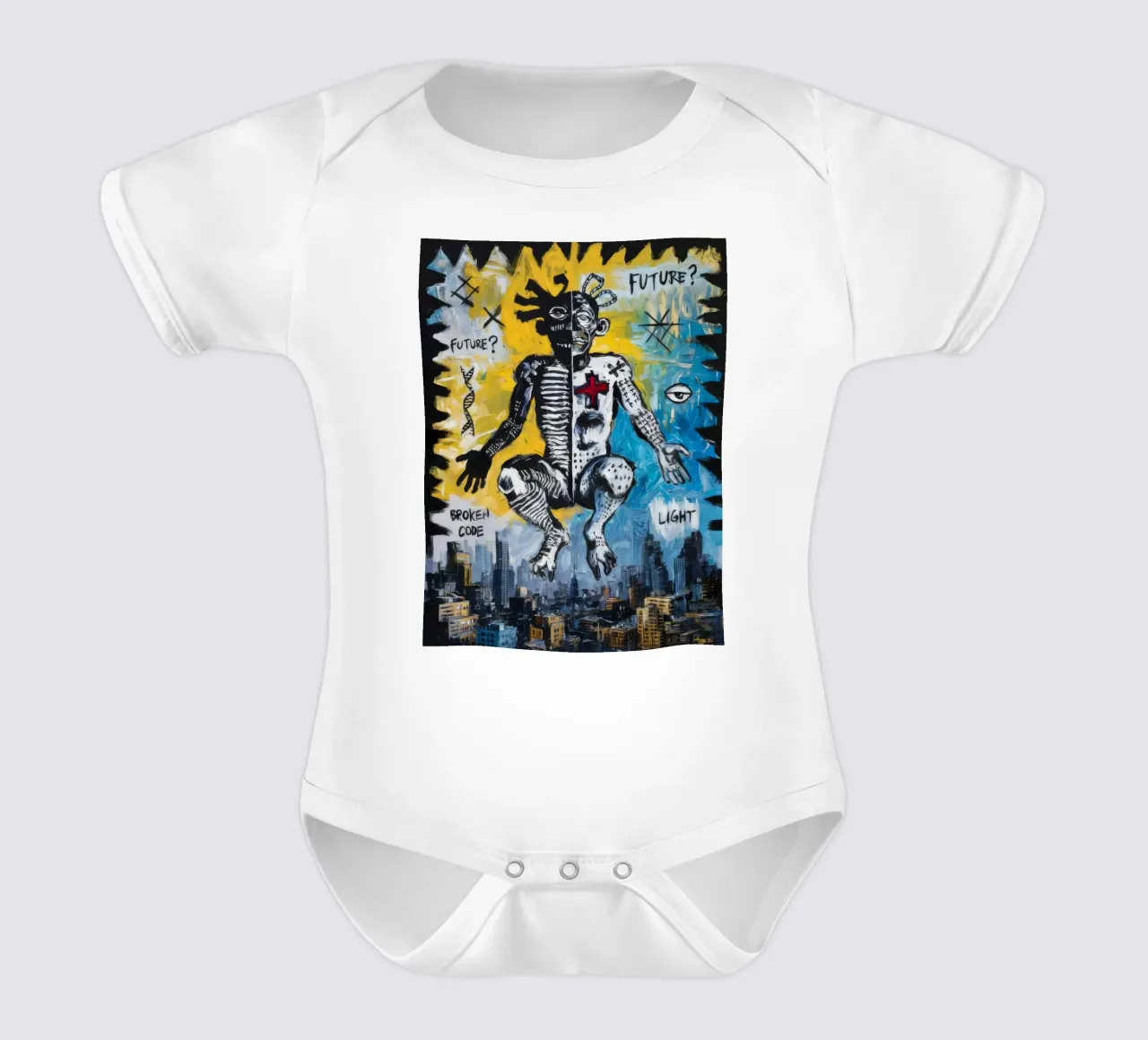 Light Broken Future short-sleeve baby romper by Muse Fragments