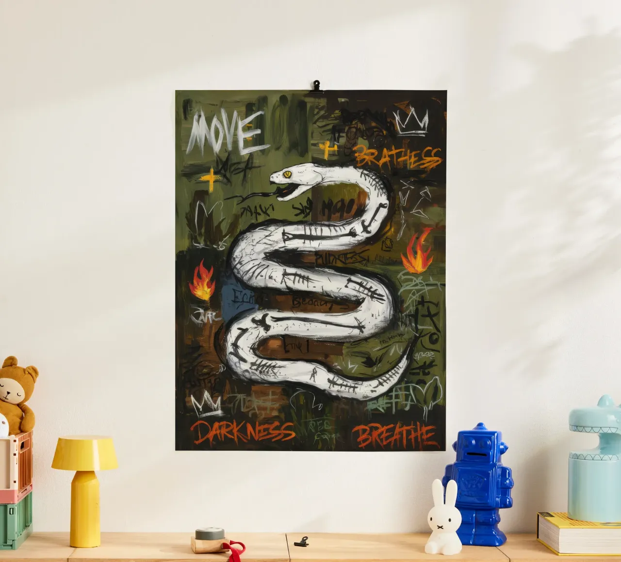 Muoversi Respirare il buio poster con telaio in legno da Muse Fragments