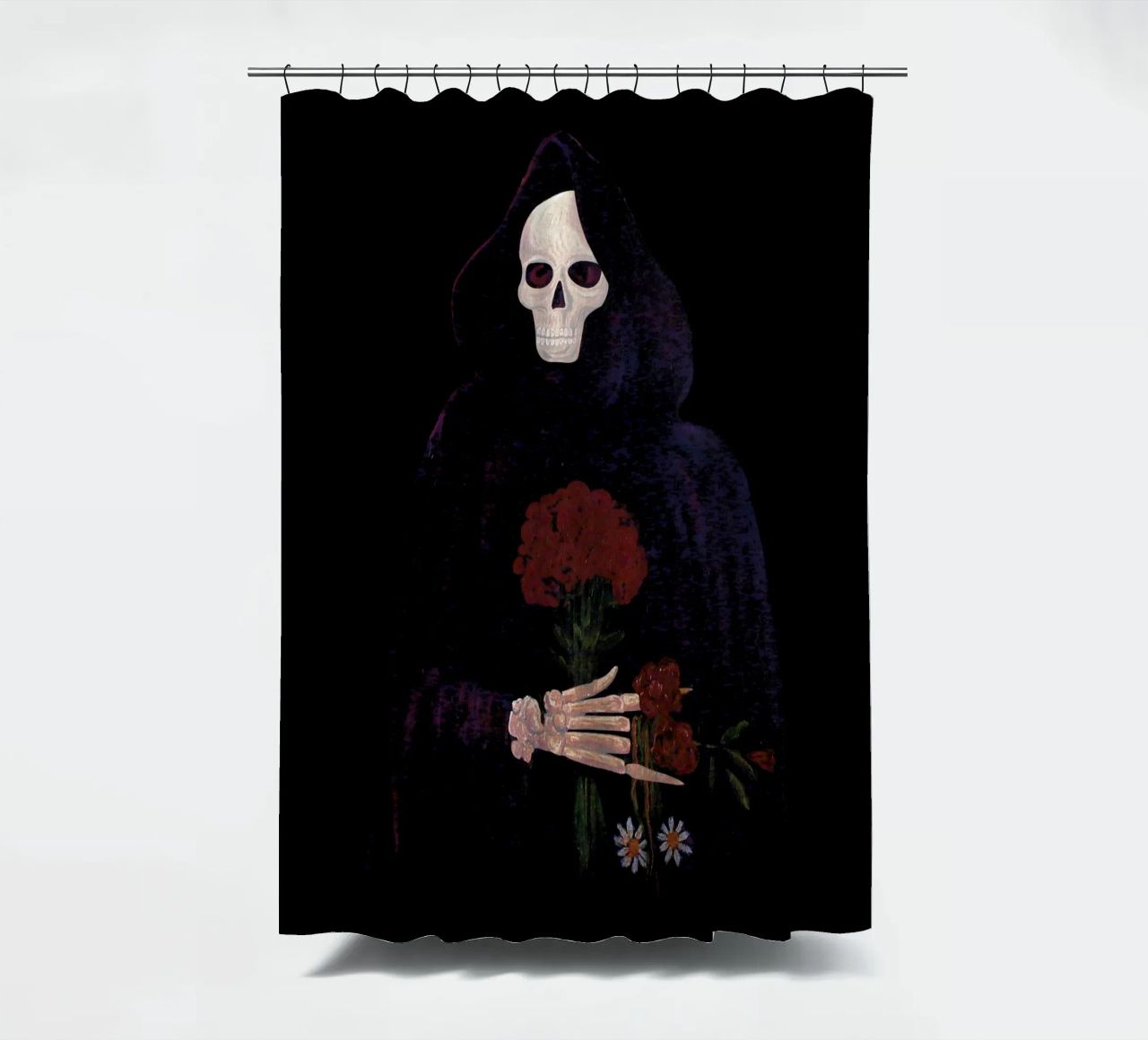 Flor de rosa angular cortina de baño de carswick