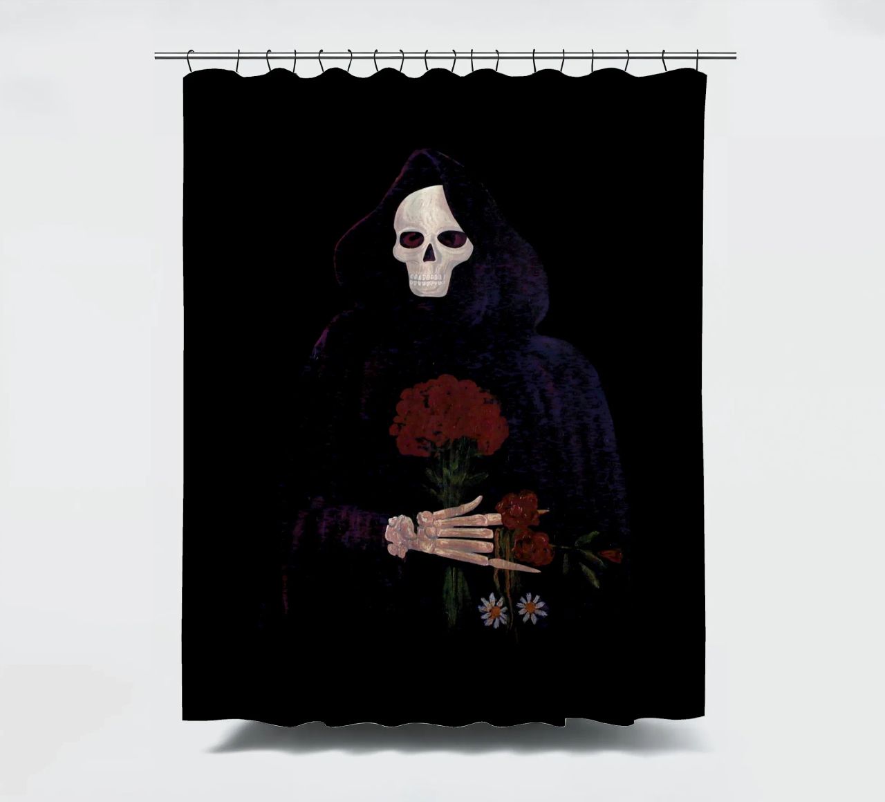 Flor de rosa angular cortina de baño de carswick