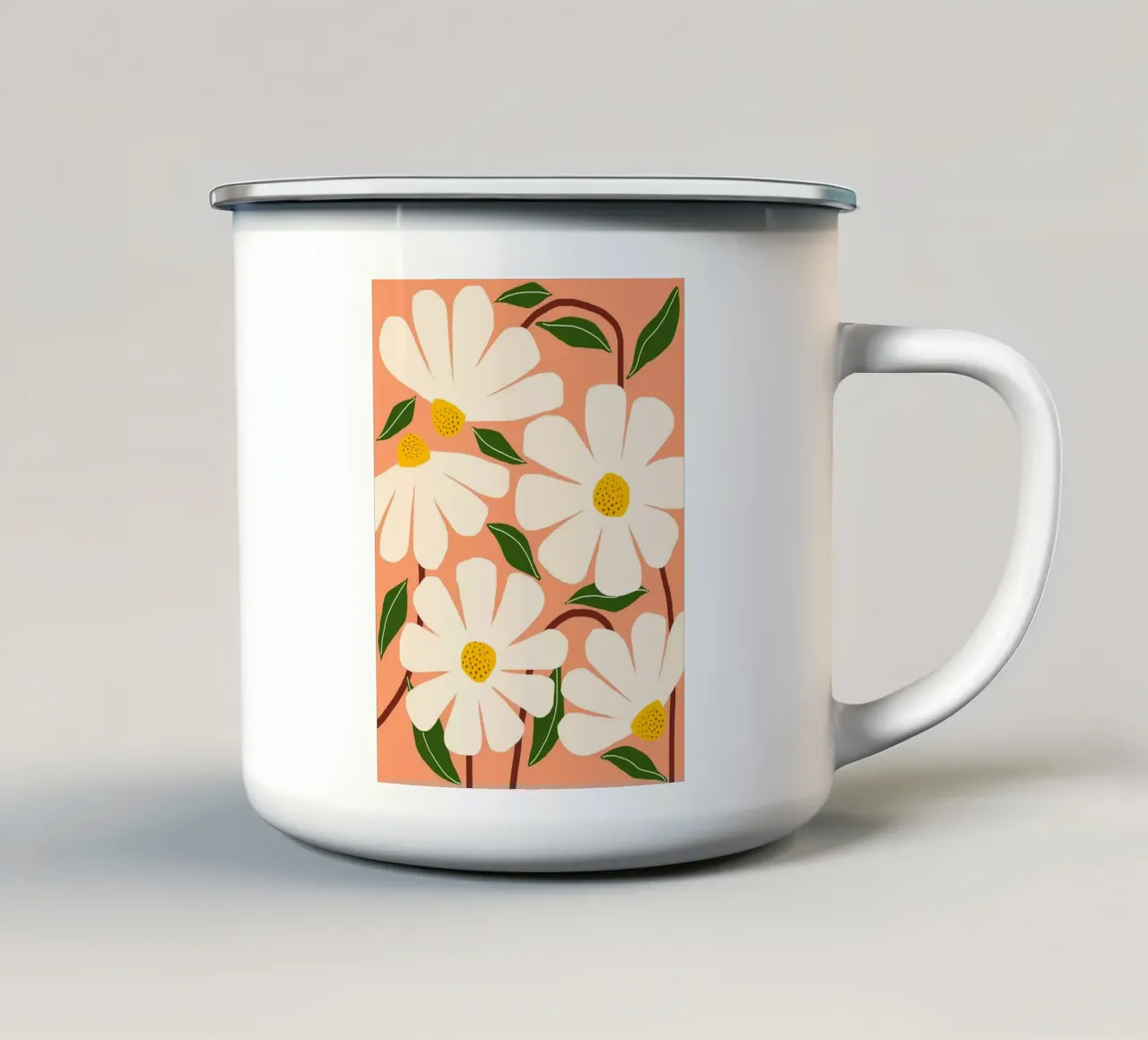 Wild Daisies - peach tazza in smalto da Gale Switzer