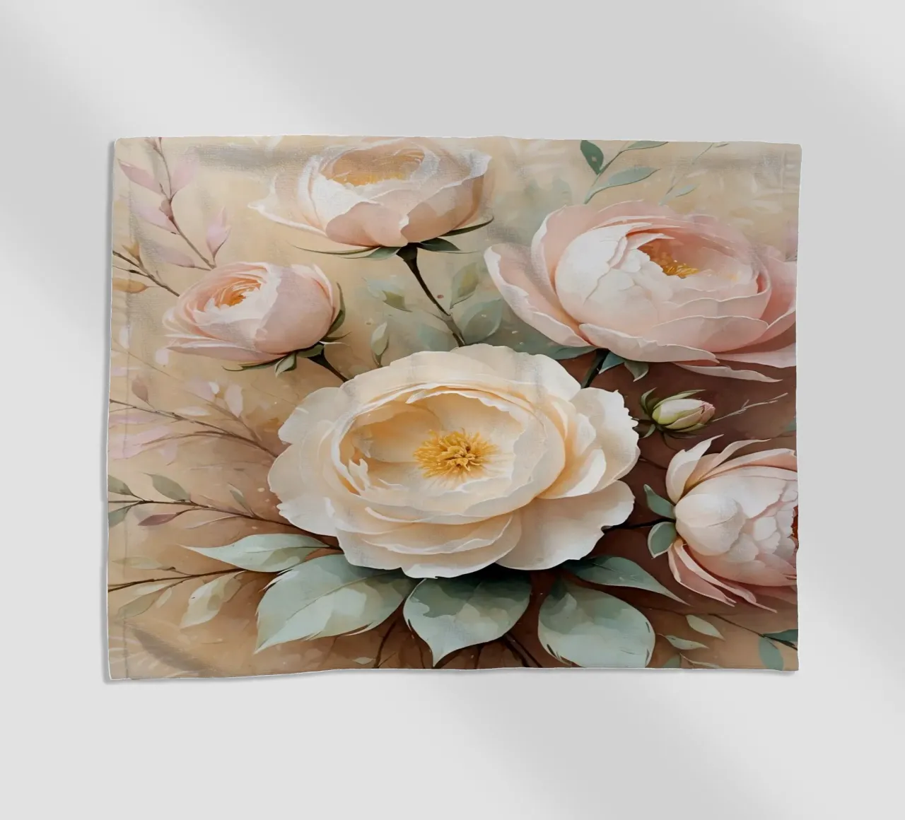Beautiful peony bouquet with delicate pink blooms arranged beach towel by DesignDoodle