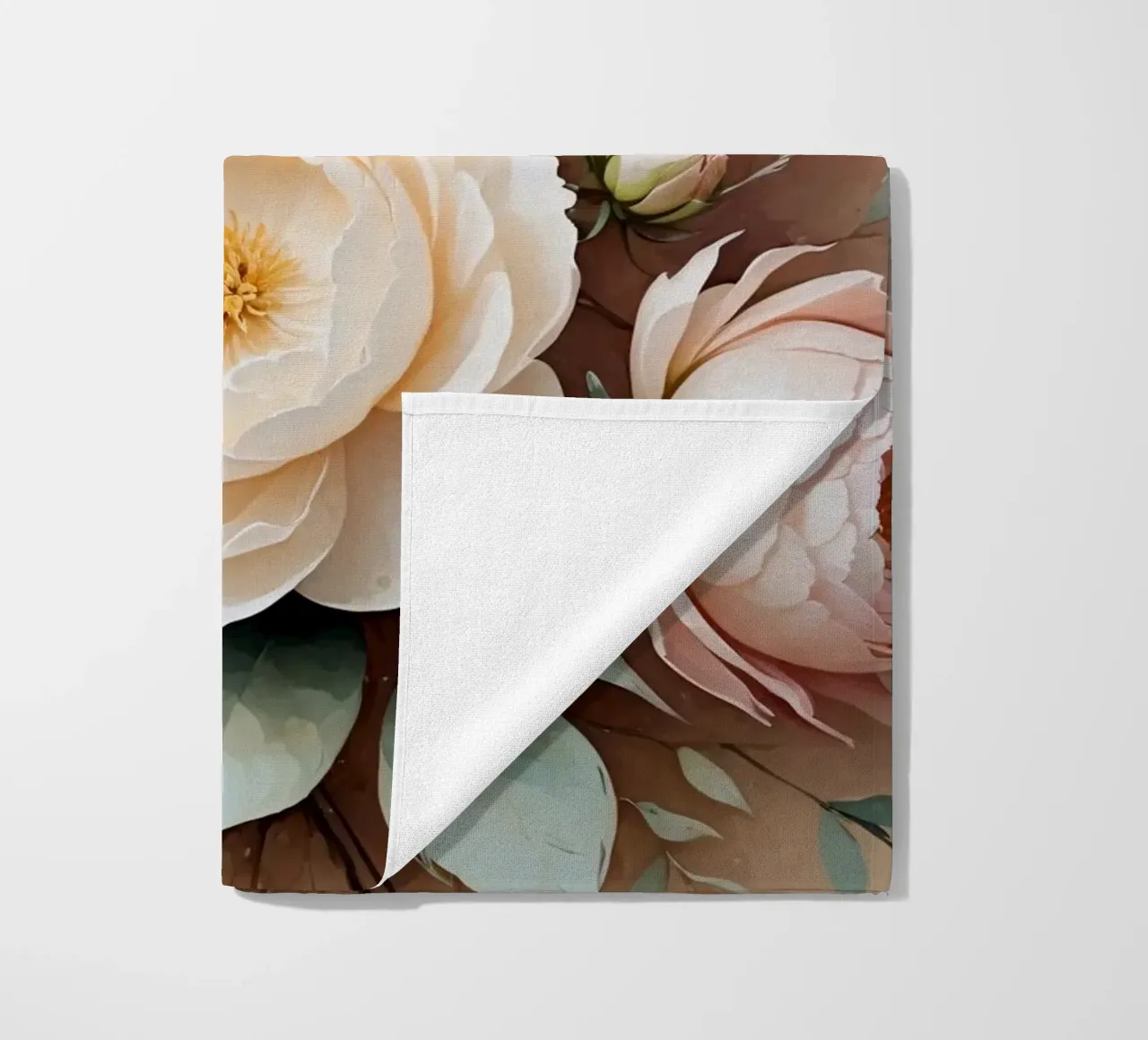 Beautiful peony bouquet with delicate pink blooms arranged beach towel by DesignDoodle
