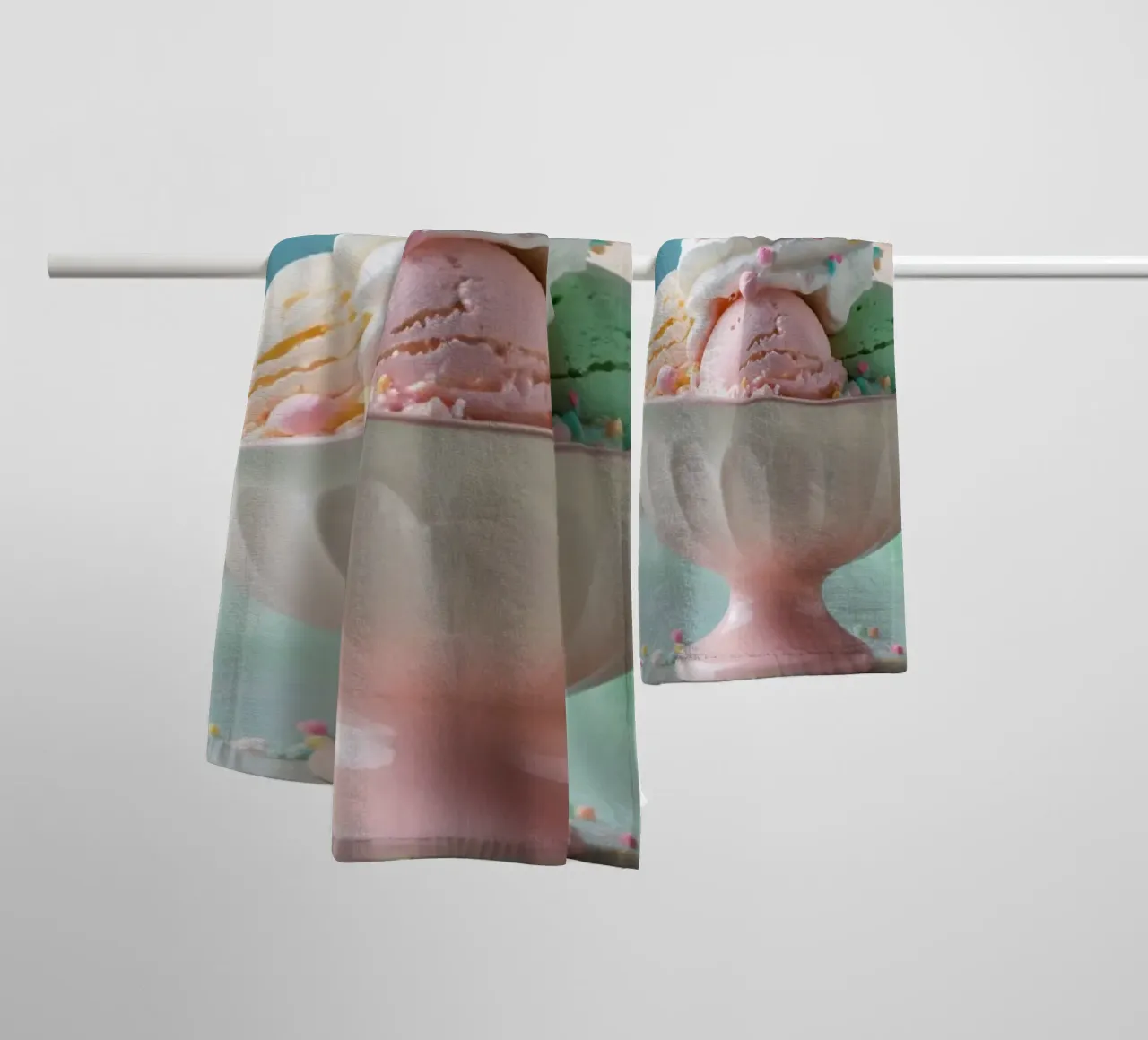 Bunter Eisbecher mit Kirsche serviert Handtuch von DesignDoodle