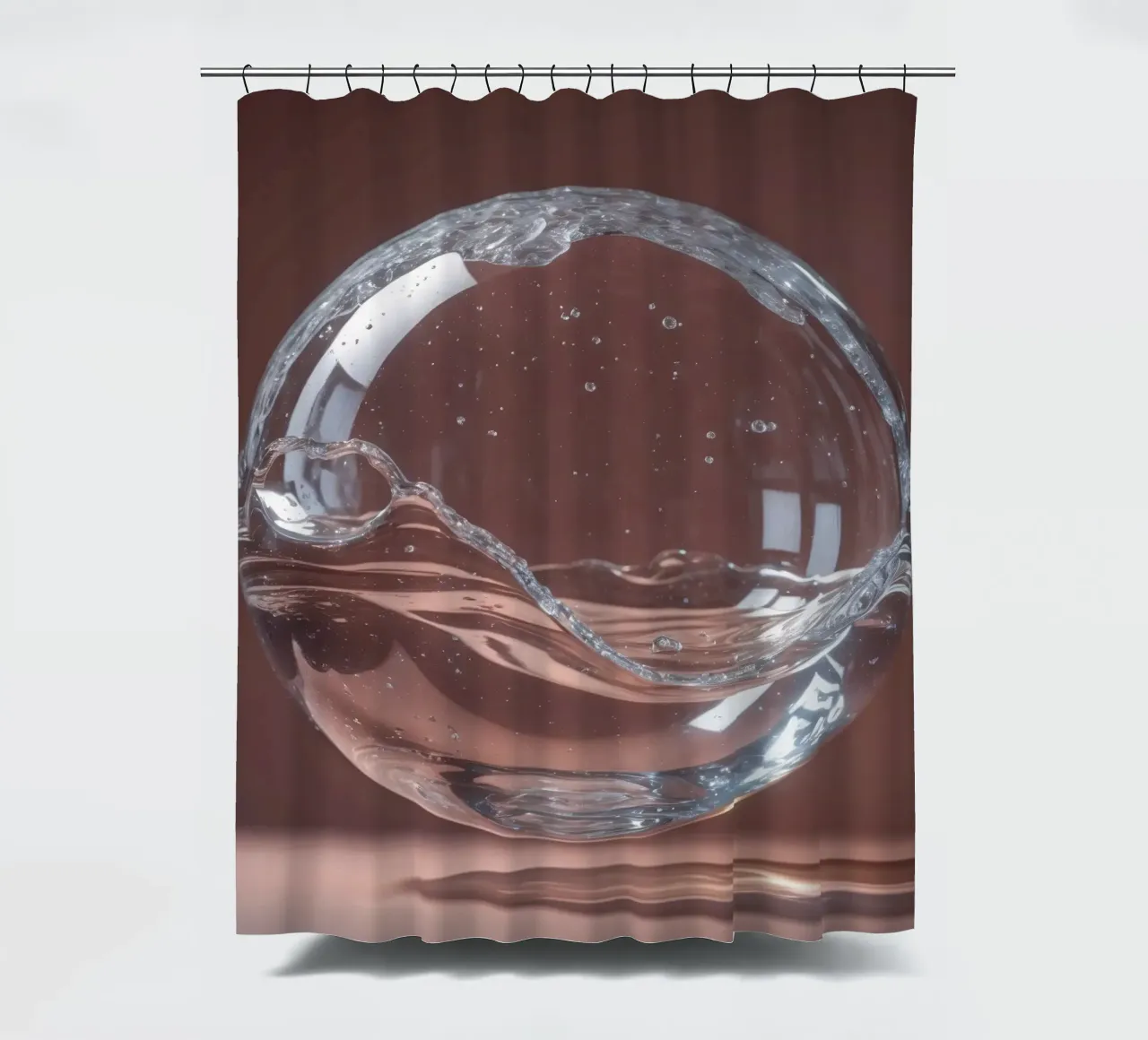 Mit Wasser gefüllte Glaskugel, in der Luftblasen schweben Duschvorhang von DesignDoodle