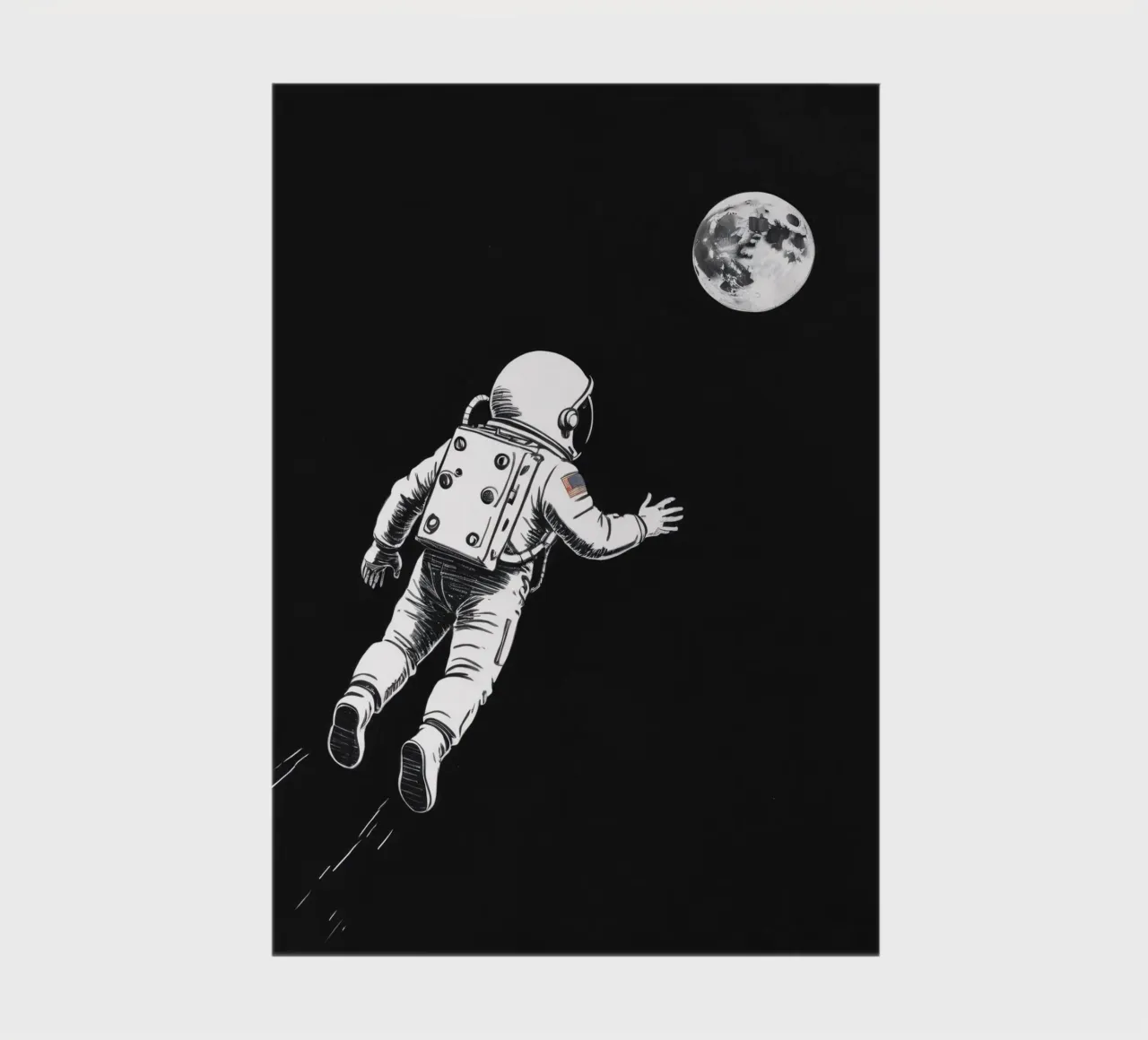 Astronaut floating towards the moon in a dark space notebook by DesignDoodle