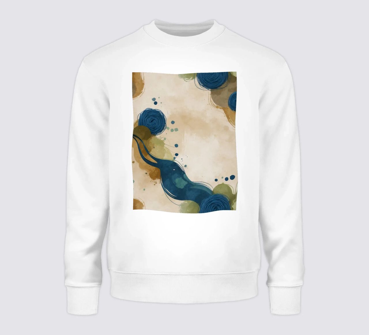 Colorful abstract pattern featuring round shapes and flowing sweatshirt by DesignDoodle