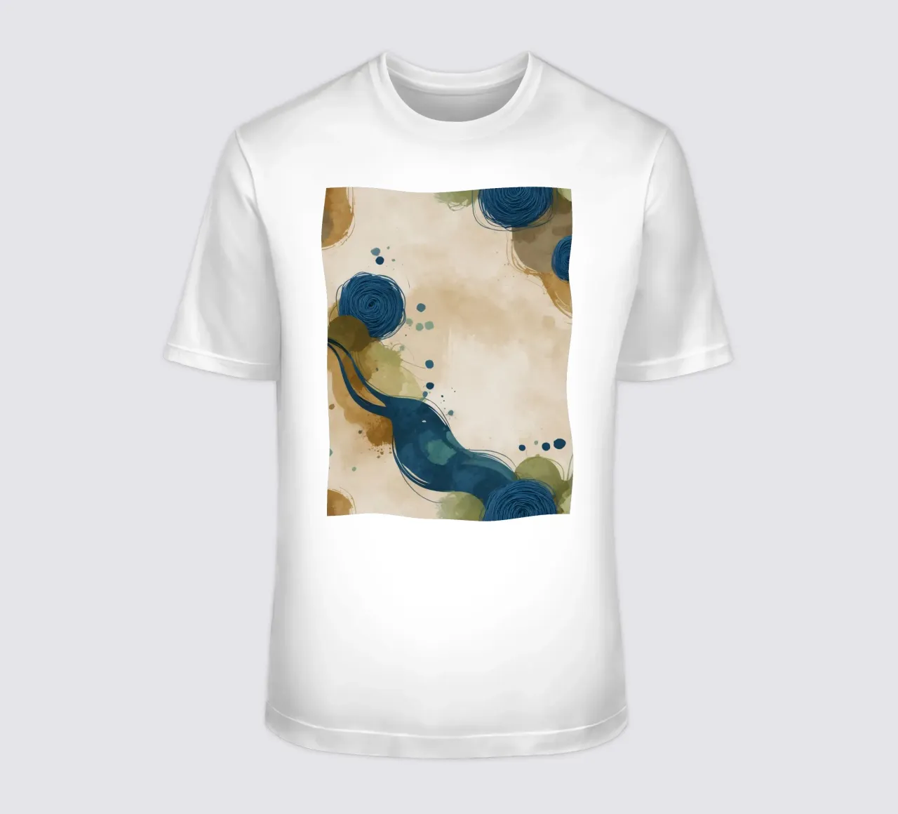 Colorful abstract pattern featuring round shapes and flowing t-shirt by DesignDoodle