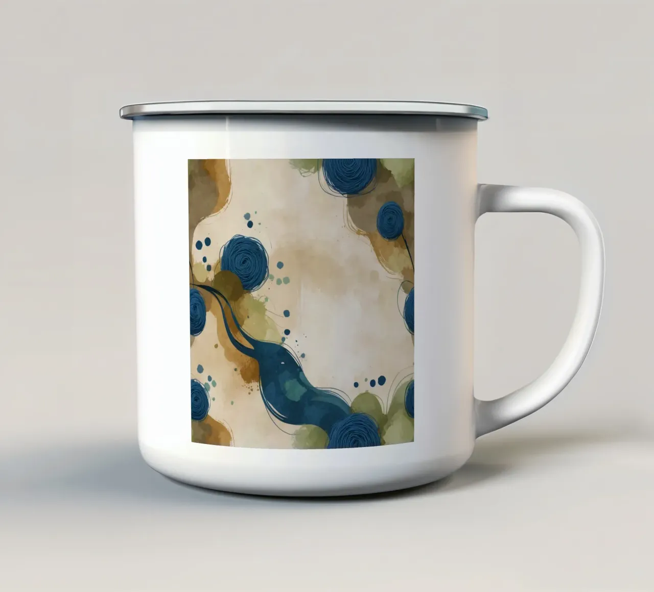 Motif abstrait coloré composé de formes rondes et fluides. mug en émail de DesignDoodle