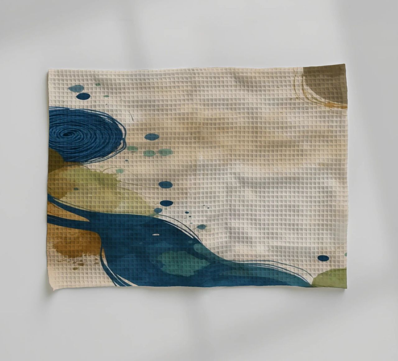 Colorful abstract pattern featuring round shapes and flowing tea towel by DesignDoodle