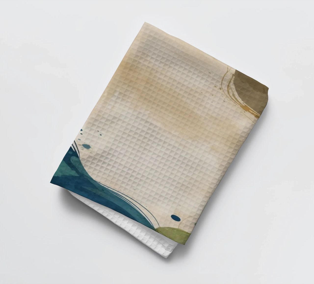 Colorful abstract pattern featuring round shapes and flowing tea towel by DesignDoodle