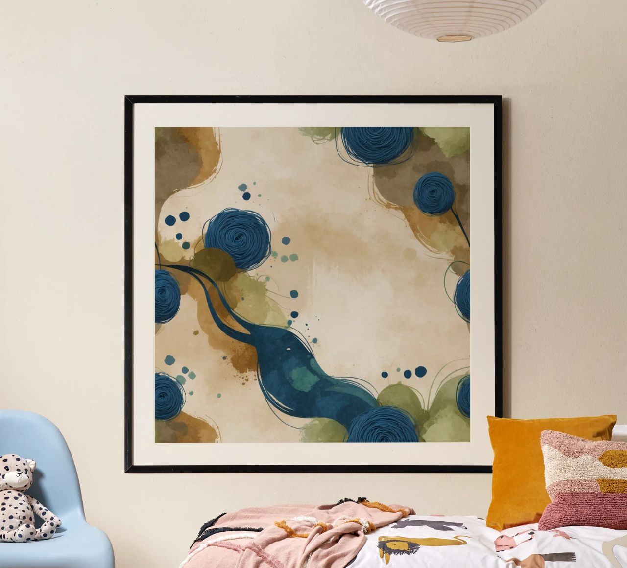 Colorful abstract pattern featuring round shapes and flowing poster by DesignDoodle