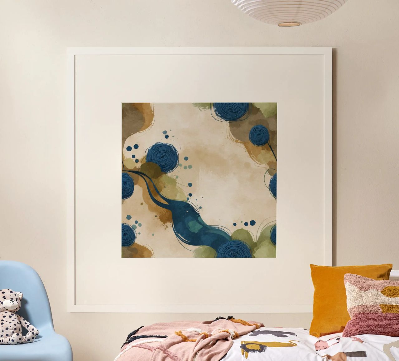 Colorful abstract pattern featuring round shapes and flowing poster by DesignDoodle