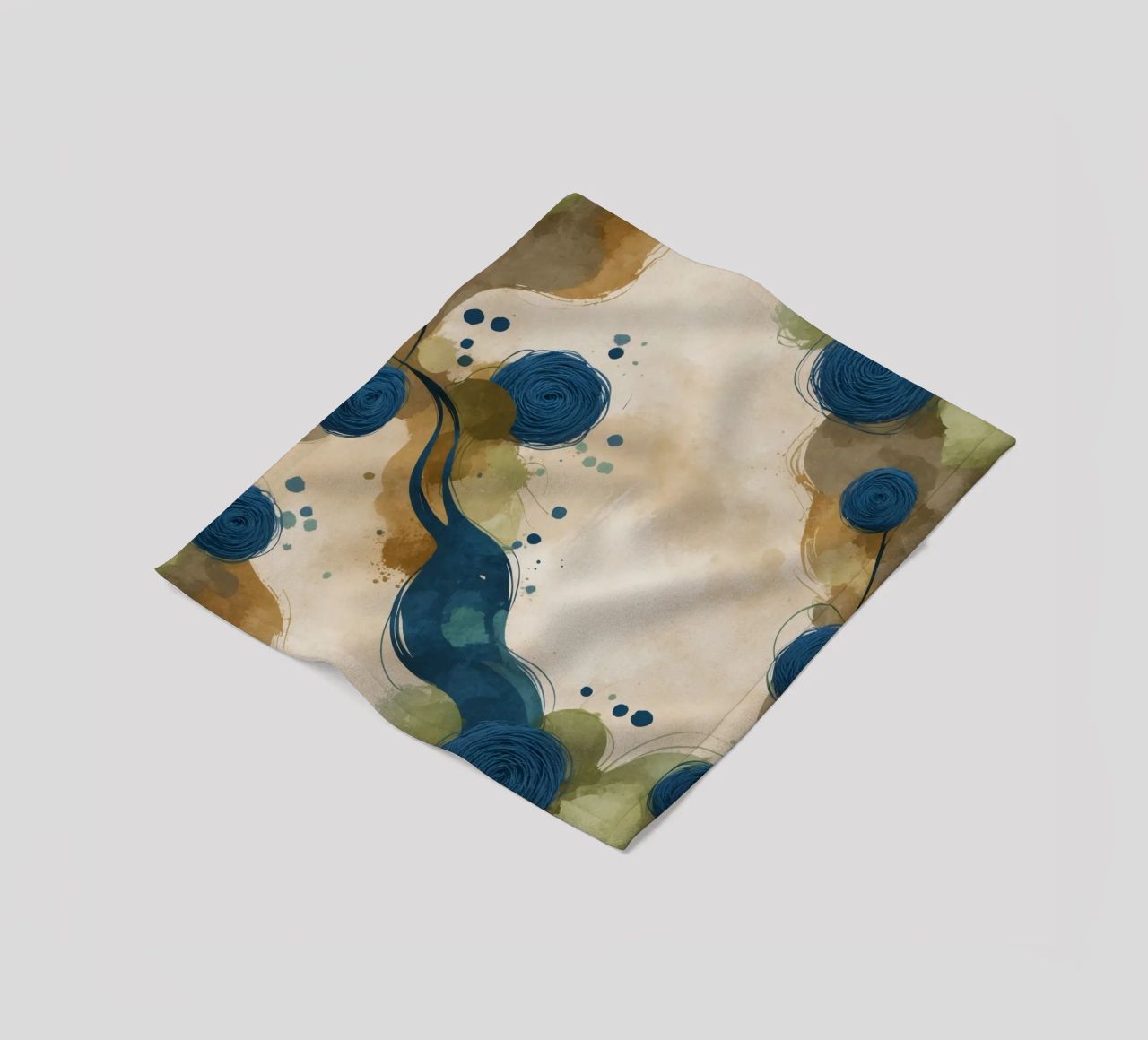 Colorful abstract pattern featuring round shapes and flowing fleece blanket by DesignDoodle
