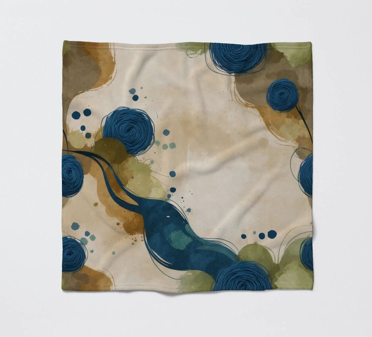 Colorful abstract pattern featuring round shapes and flowing fleece blanket by DesignDoodle