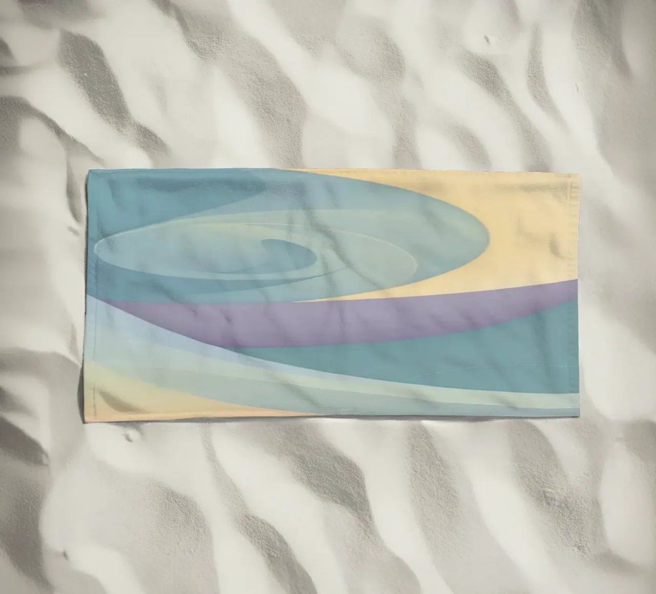 Abstract composition featuring flowing shapes, soft pastel beach towel by DesignDoodle