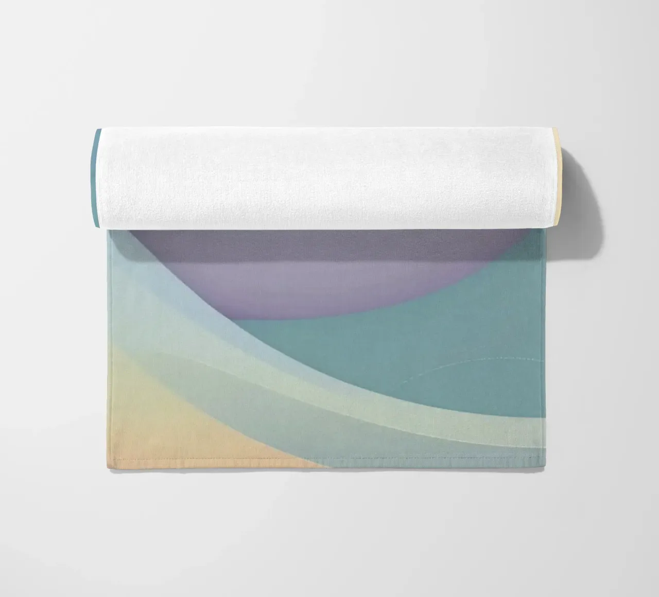 Abstract composition featuring flowing shapes, soft pastel beach towel by DesignDoodle