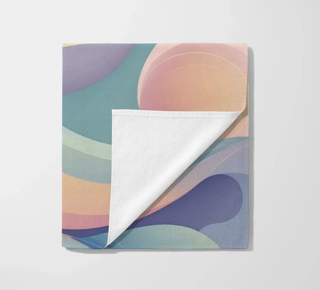 Abstract composition featuring flowing shapes, soft pastel beach towel by DesignDoodle