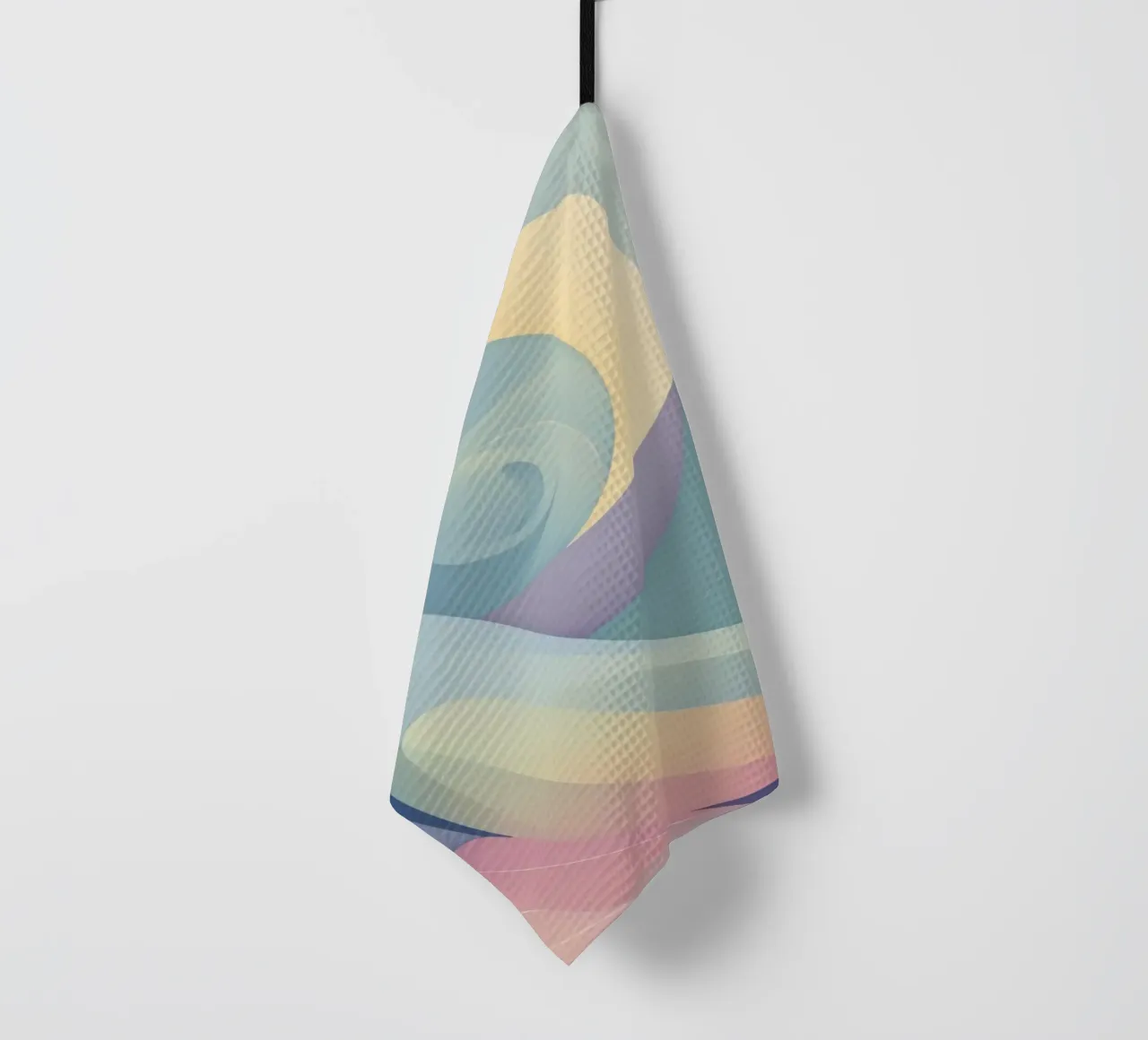 Abstract composition featuring flowing shapes, soft pastel tea towel by DesignDoodle