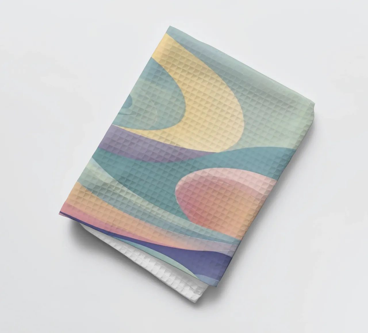Abstract composition featuring flowing shapes, soft pastel tea towel by DesignDoodle