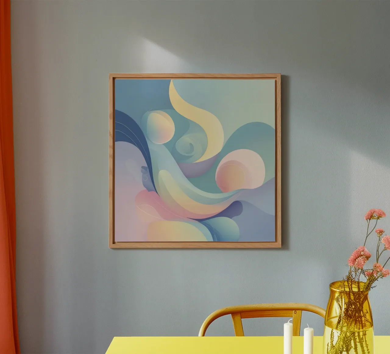 Composizione astratta con forme fluide, pastello morbido alluminio dibond da DesignDoodle