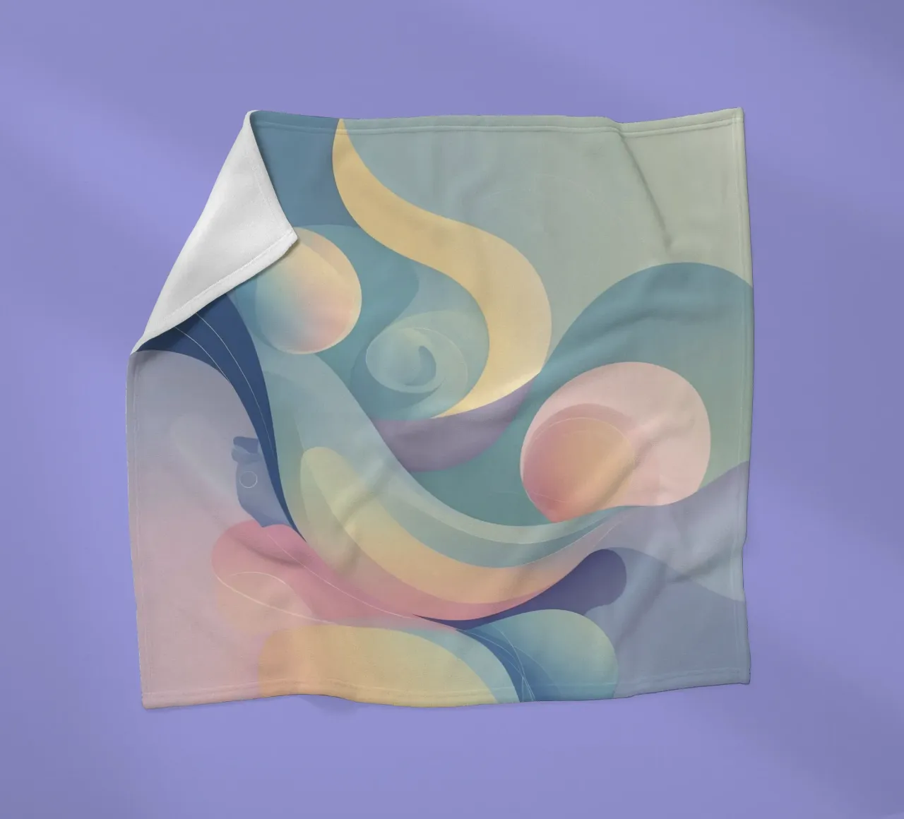 Abstract composition featuring flowing shapes, soft pastel fleece blanket by DesignDoodle