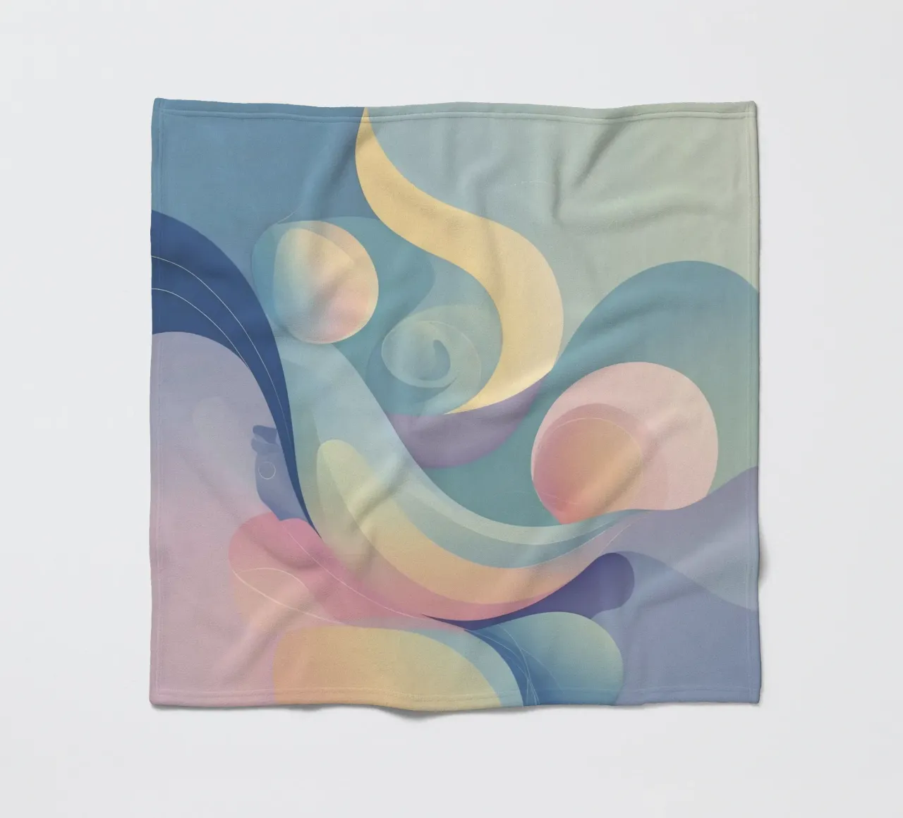 Abstract composition featuring flowing shapes, soft pastel fleece blanket by DesignDoodle