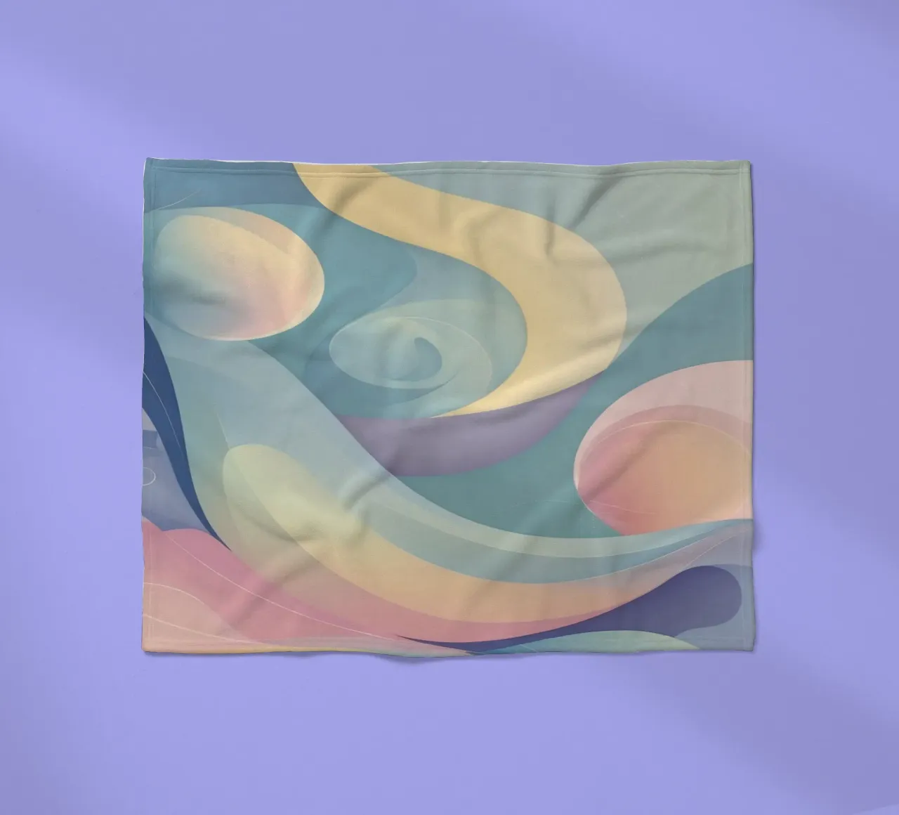 Abstract composition featuring flowing shapes, soft pastel fleece blanket by DesignDoodle