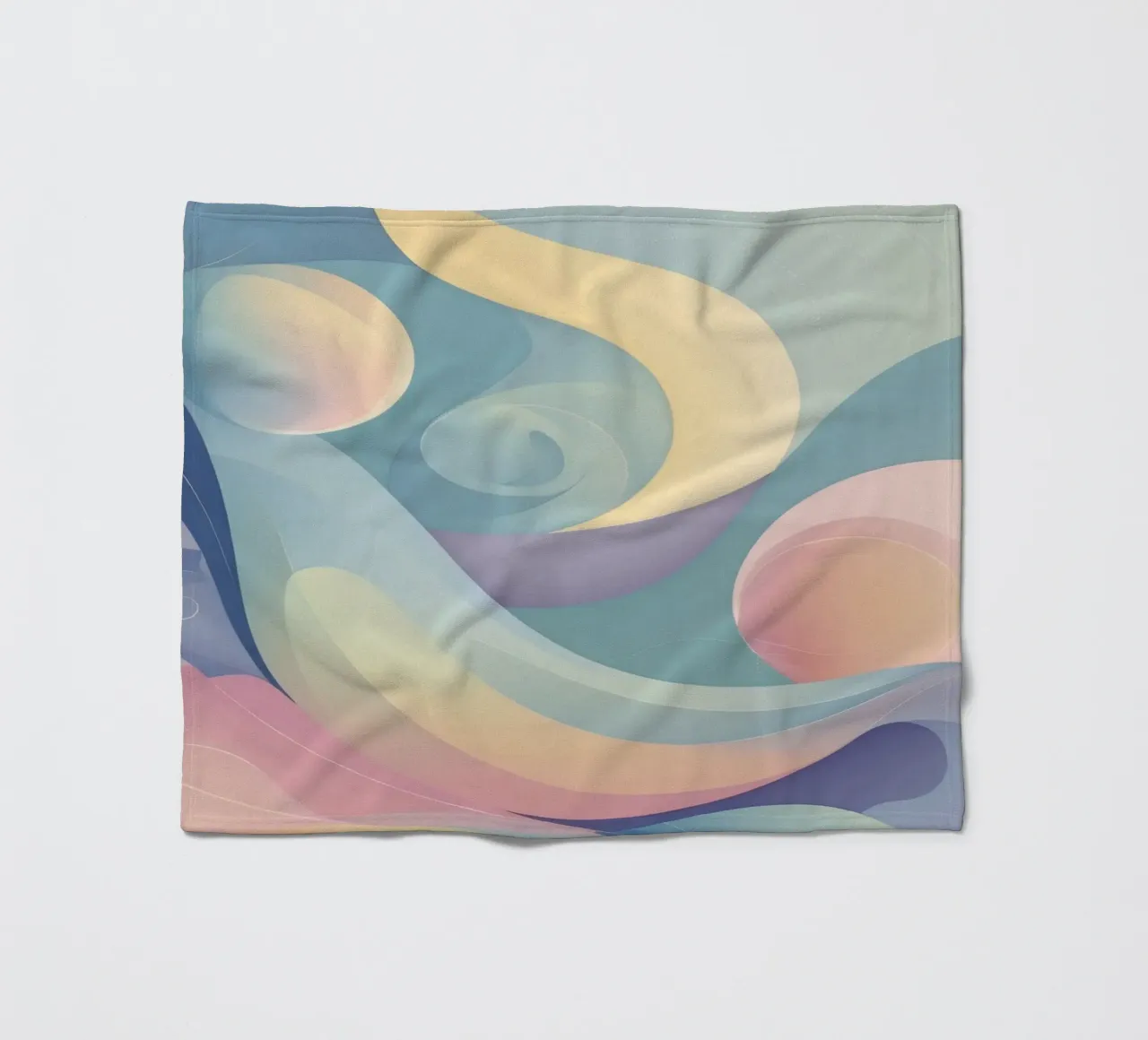Abstract composition featuring flowing shapes, soft pastel fleece blanket by DesignDoodle