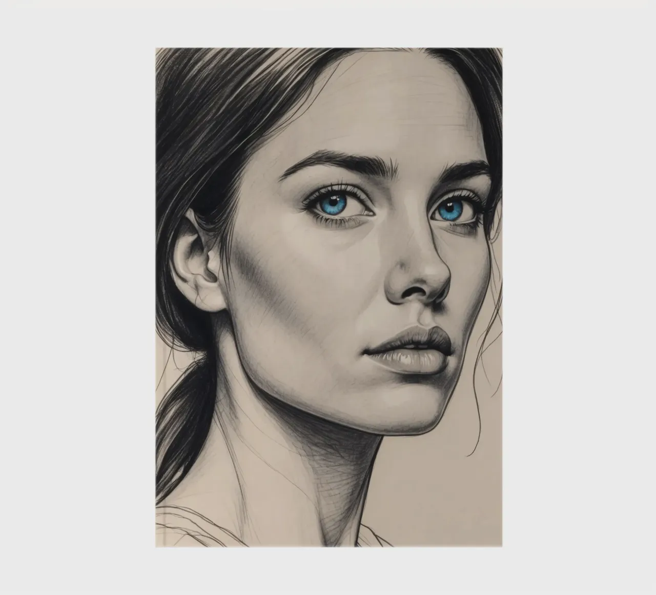 Portrait élégant d'une femme aux yeux bleus remarquables carnet de notes de DesignDoodle