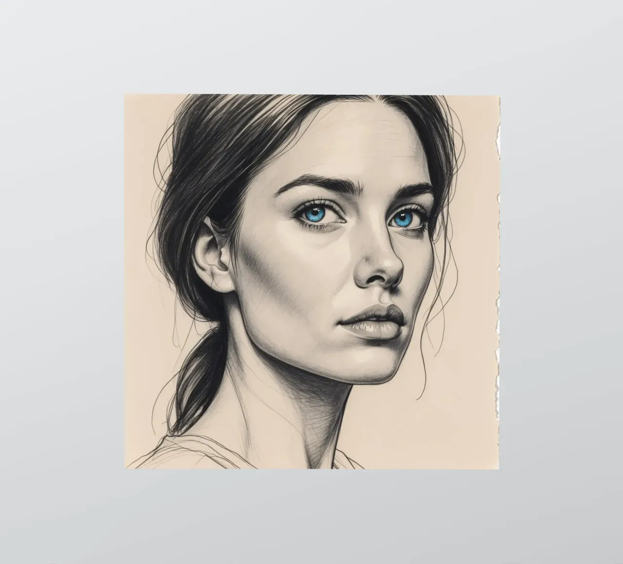 Portrait élégant d'une femme aux yeux bleus remarquables autocollant de DesignDoodle