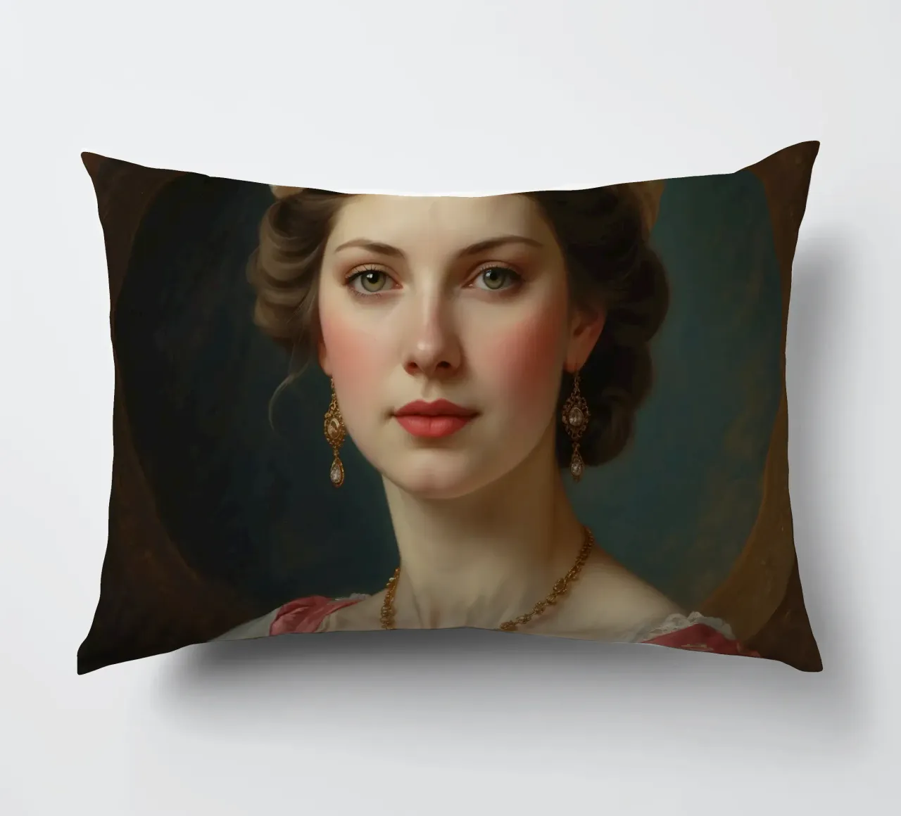 Giovane donna elegante in abito storico con gioielli in posa cuscino da DesignDoodle