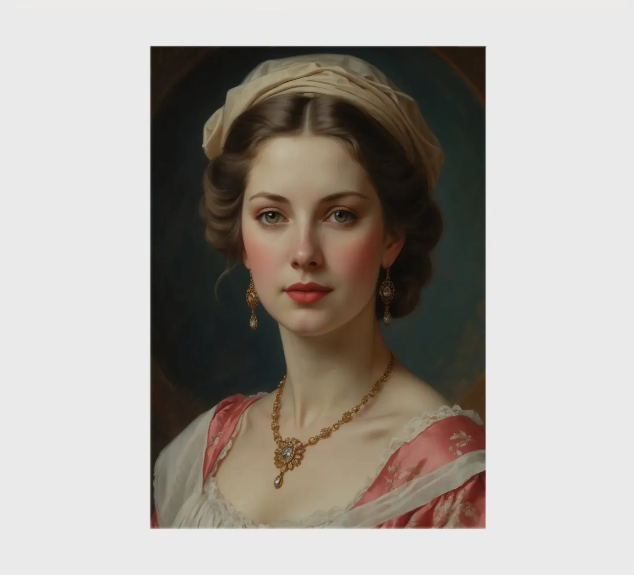 Elegant young woman in historical attire with jewelry posed notebook by DesignDoodle