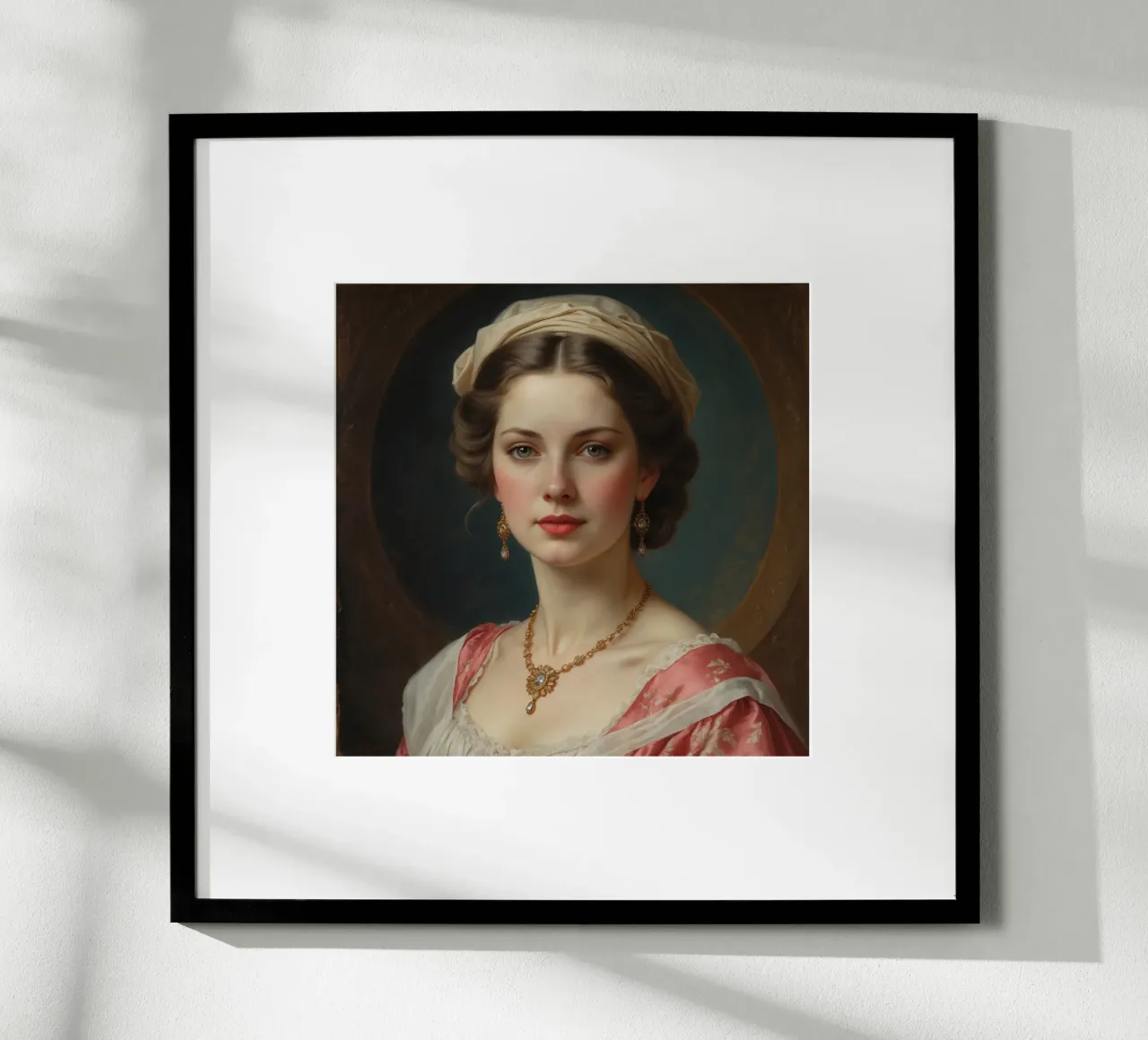 Giovane donna elegante in abito storico con gioielli in posa carta hahnemühle da DesignDoodle