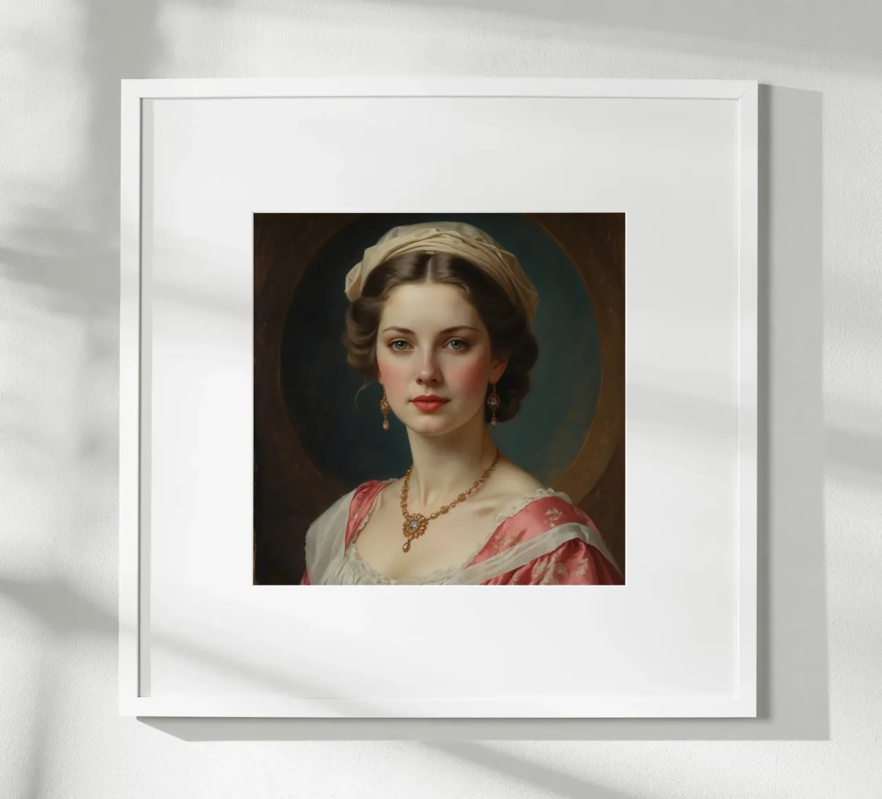 Giovane donna elegante in abito storico con gioielli in posa carta hahnemühle da DesignDoodle