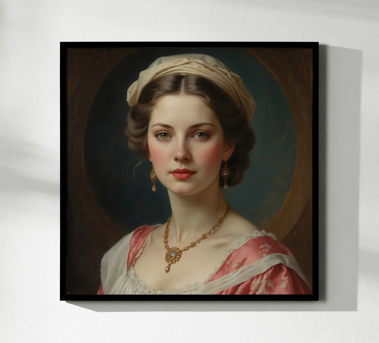 Giovane donna elegante in abito storico con gioielli in posa carta hahnemühle da DesignDoodle
