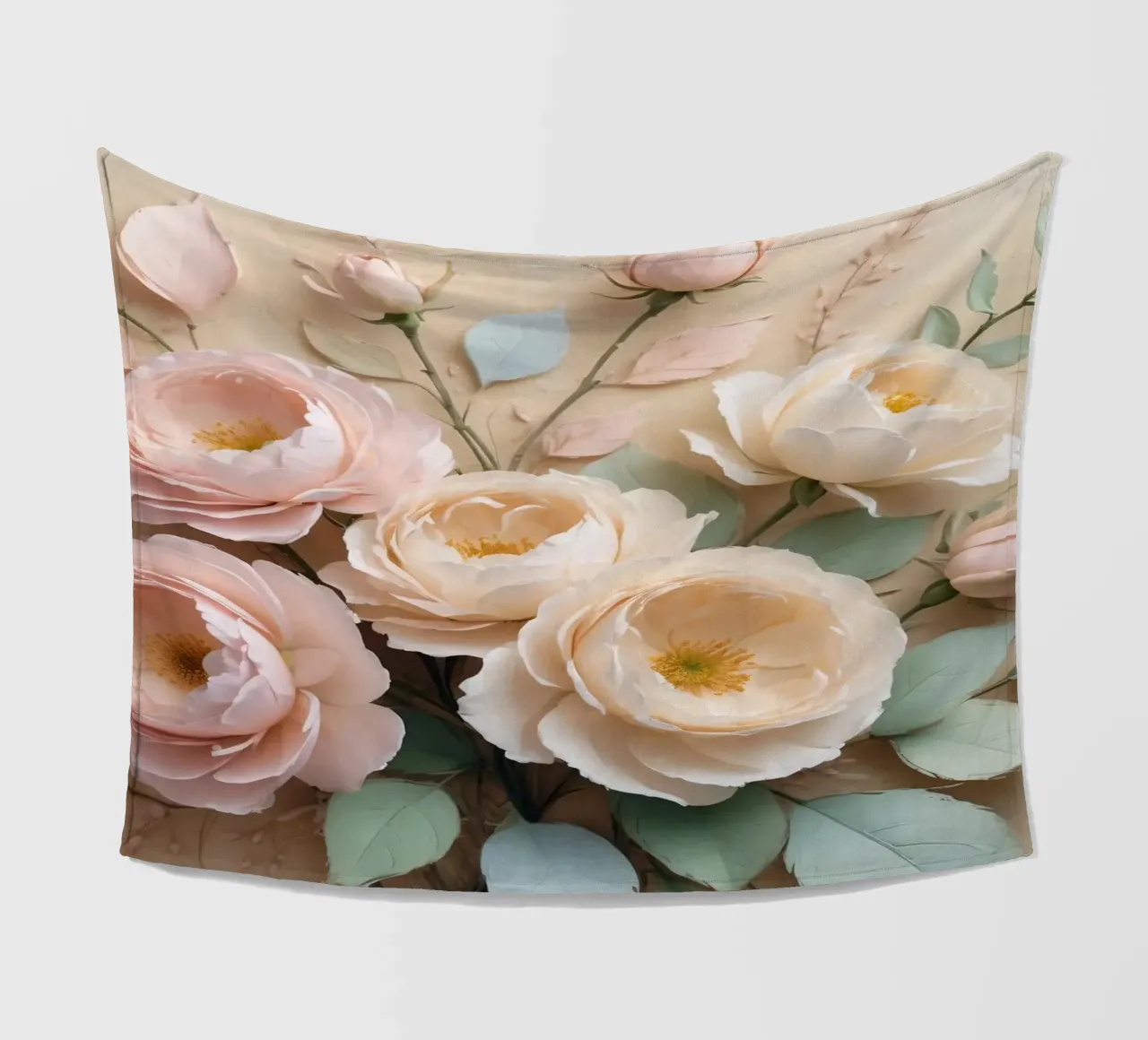 Composizione floreale splendidamente realizzata con tenui colori pastello. coperta in pile da DesignDoodle