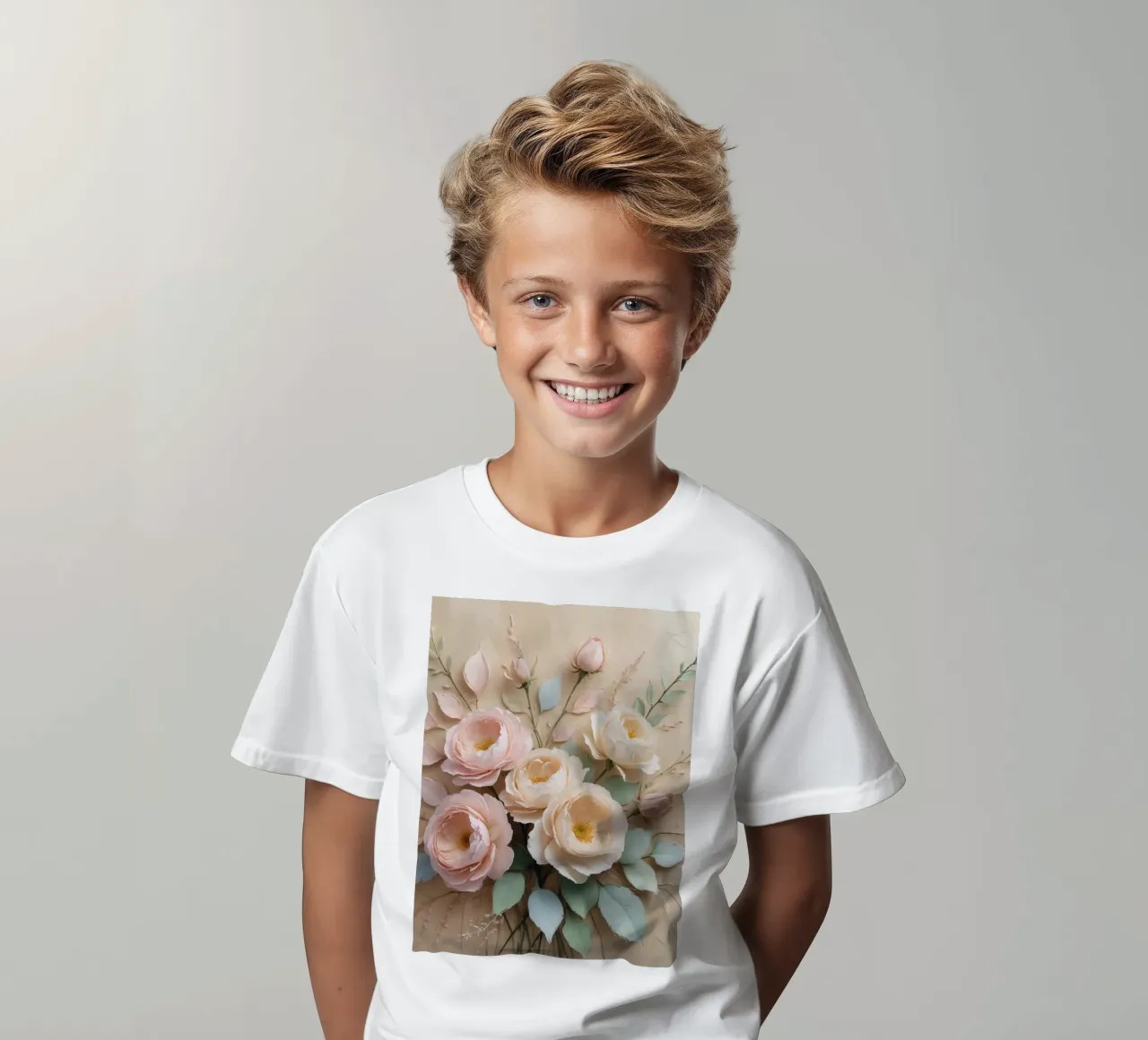 Composizione floreale splendidamente realizzata con tenui colori pastello. t-shirt bambini da DesignDoodle
