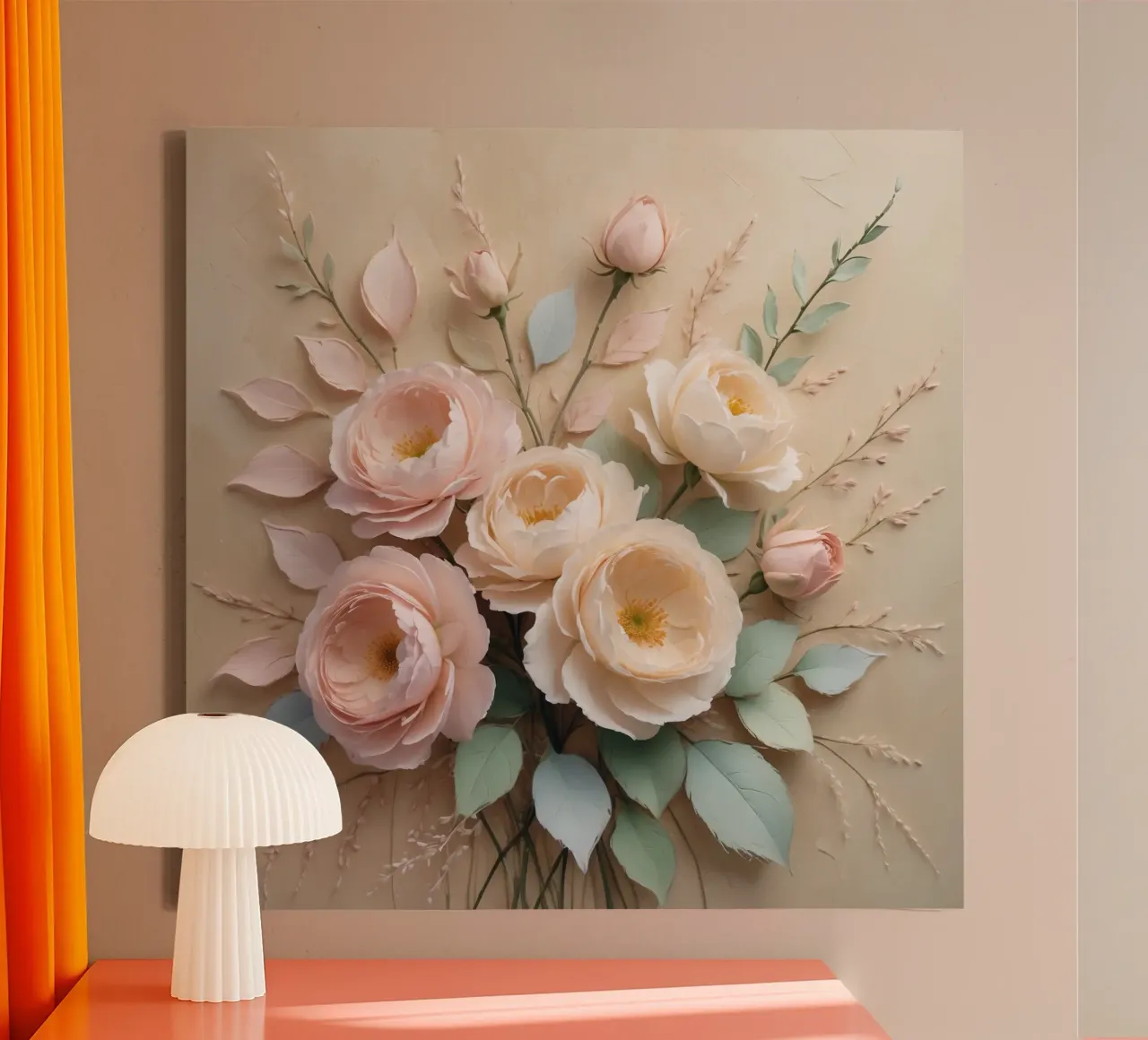 Composizione floreale splendidamente realizzata con tenui colori pastello. tela da DesignDoodle