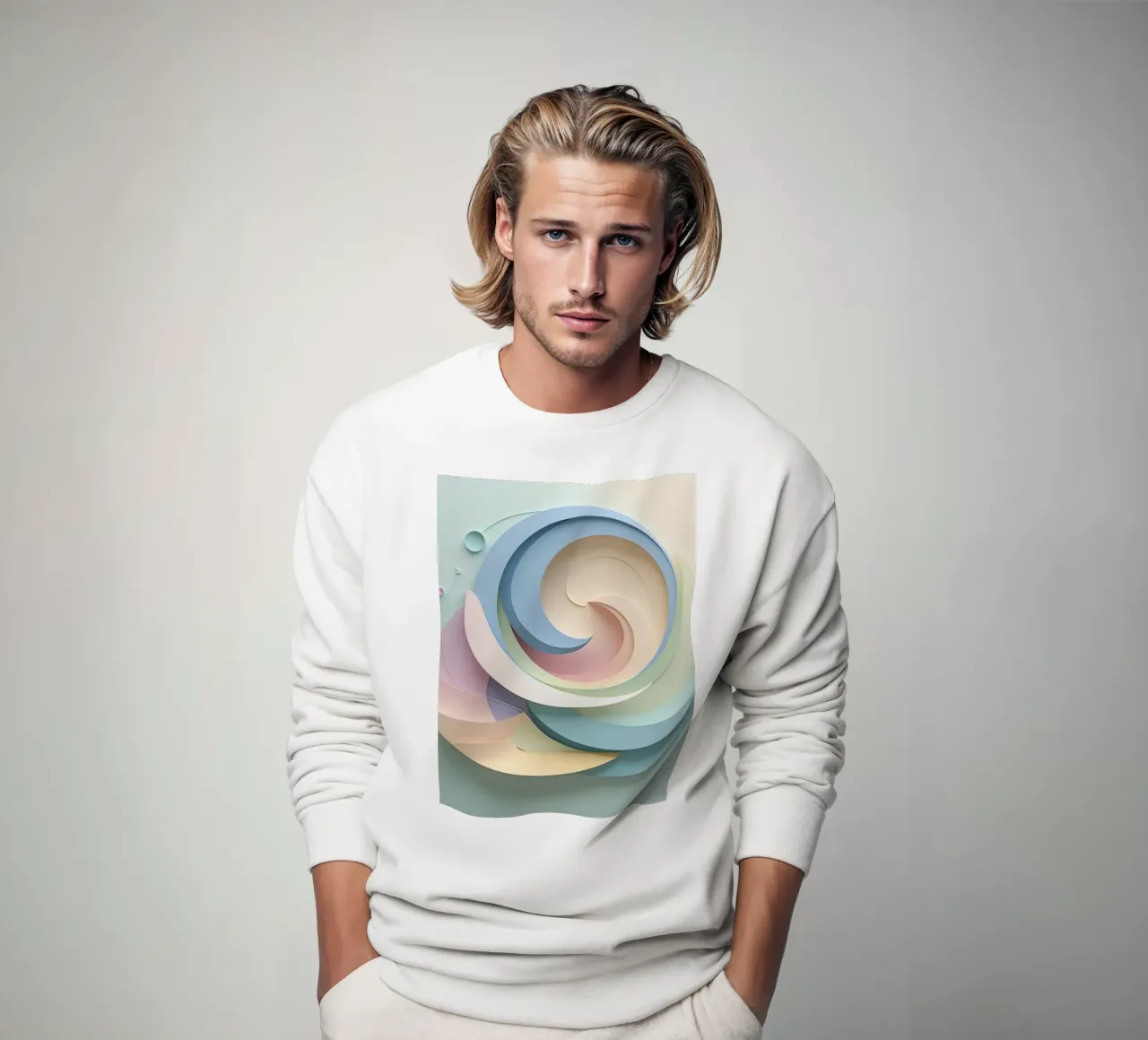 Swirling pastel patterns create a mesmerizing display sweatshirt by DesignDoodle