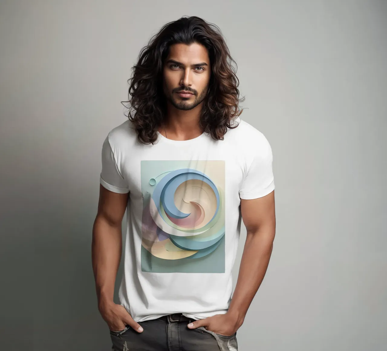 Swirling pastel patterns create a mesmerizing display t-shirt by DesignDoodle
