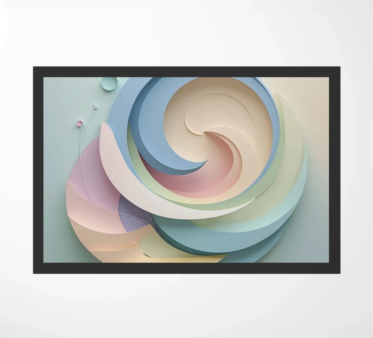 Swirling pastel patterns create a mesmerizing display doormat by DesignDoodle