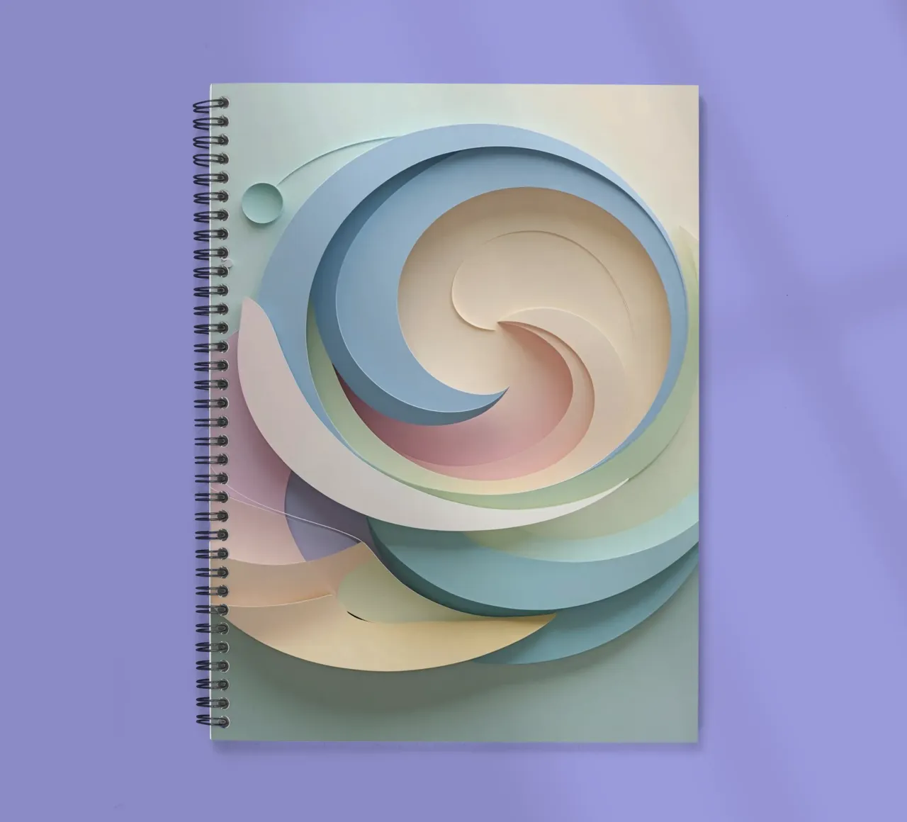Swirling pastel patterns create a mesmerizing display spiral notebook by DesignDoodle