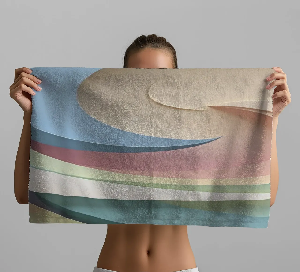 Swirling pastel patterns create a mesmerizing display towel by DesignDoodle